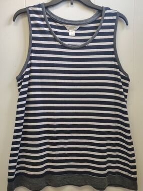 Christopher & Banks Navy & White Striped Tank Size XLP
